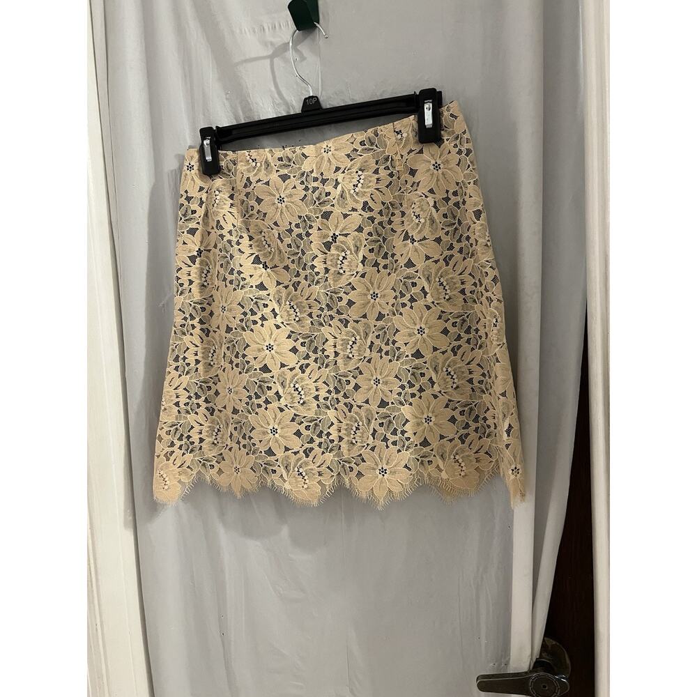 Sandro Paris Cream Black Floral Lace Overlay Mini Skirt Sz 1